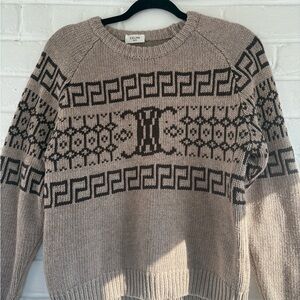 Celine Women’s Beige and Dark Brown Triomphe Sweater